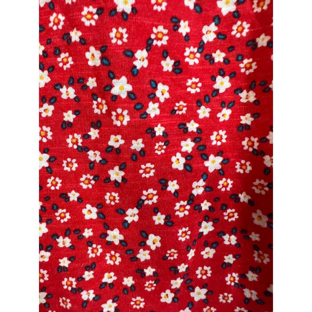 💜3/$25 💜 Puff Sleeve Crop TOP Juniors PLUS XXL 19 Ditsy Red Floral Blouse NEW - Picture 9 of 9